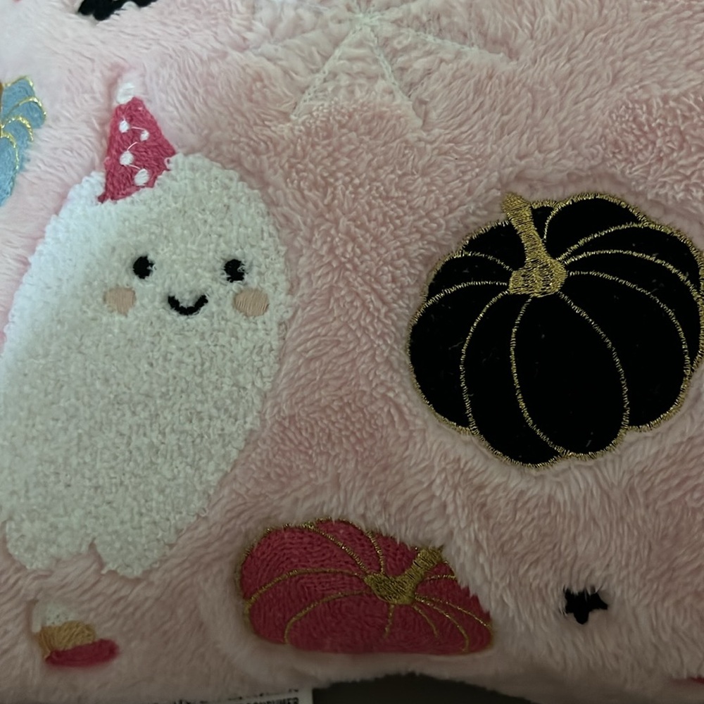 Cute Pink Halloween Pillow with Ghosts and Pumpkins 🎃 - Picture 2 of 7